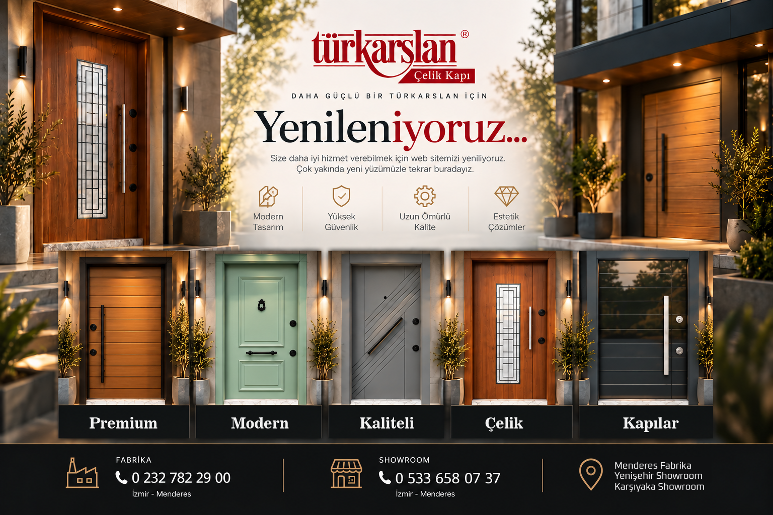 Türkarslan Çelik Kapı - Yenileniyoruz. Ürün modelleri ve iletişim bilgileri.